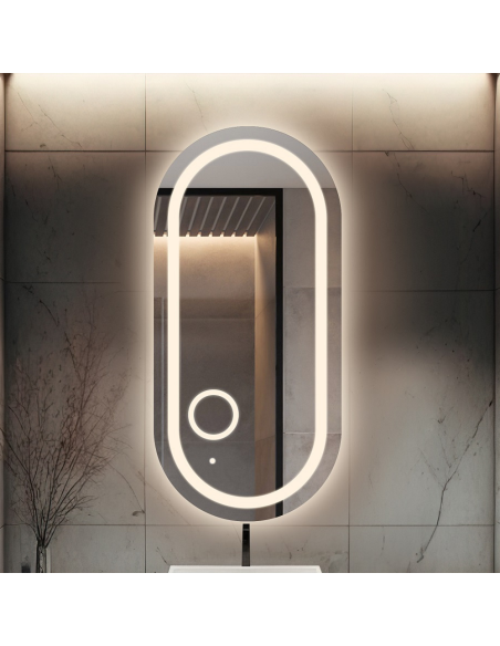 Koupelnové oválné zrcadlo s led zoom zrcadlem - HOLI LED PREMIUM