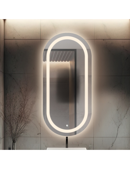 Oválné koupelnové zrcadlo s protiparovou matou - HOLI LED PREMIUM
