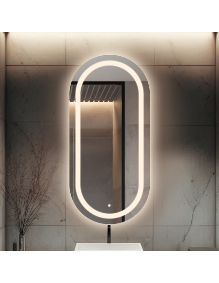 Oválné koupelnové zrcadlo s vypínačem - HOLI LED PREMIUM