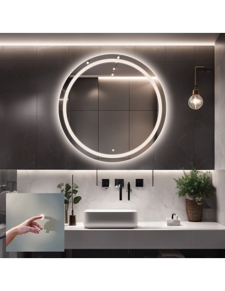 Kruhové koupelnové zrcadlo s vypínačem - MAIA LED PREMIUM