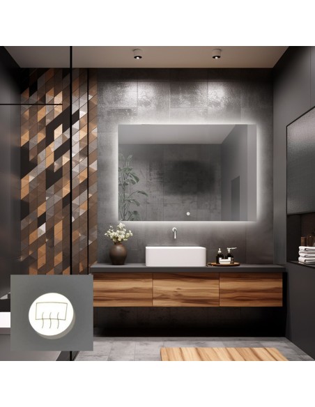 Koupelnové obdélníkové zrcadlo s protiparovou matou - AGIS LED PREMIUM