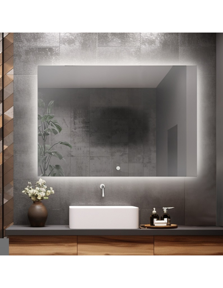 Koupelnové obdélníkové zrcadlo s protiparovou matou - AGIS LED PREMIUM
