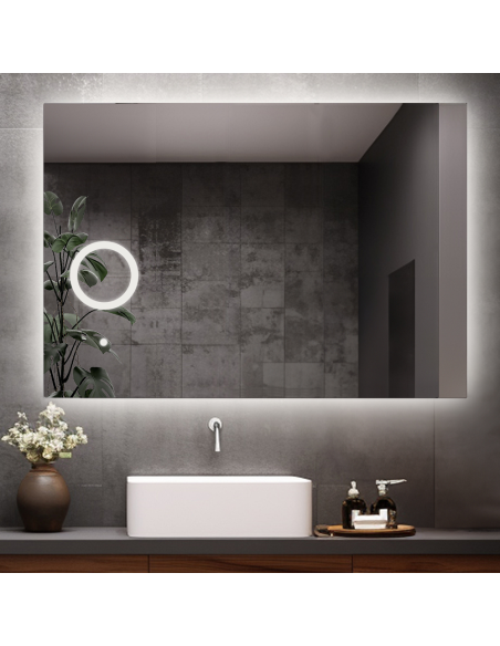 Koupelnové obdélníkové zrcadlo s led zoom zrcadlem - AGIS LED PREMIUM