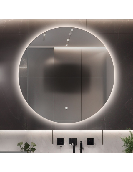 Koupelnové kruhové zrcadlo s protiparovou matou - LED KRUH PREMIUM