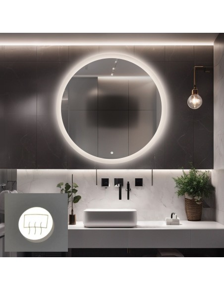Koupelnové kruhové zrcadlo s protiparovou matou - CAPELLA LED PREMIUM