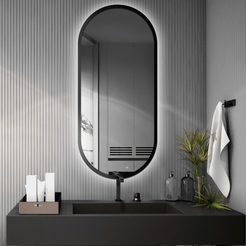 Oválné zrcadlo v černém MDF... 2